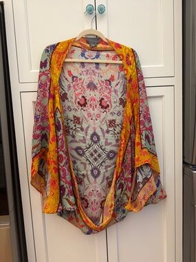 Vibrant Floral Boho Kimono - Yellow, Pink, Teal